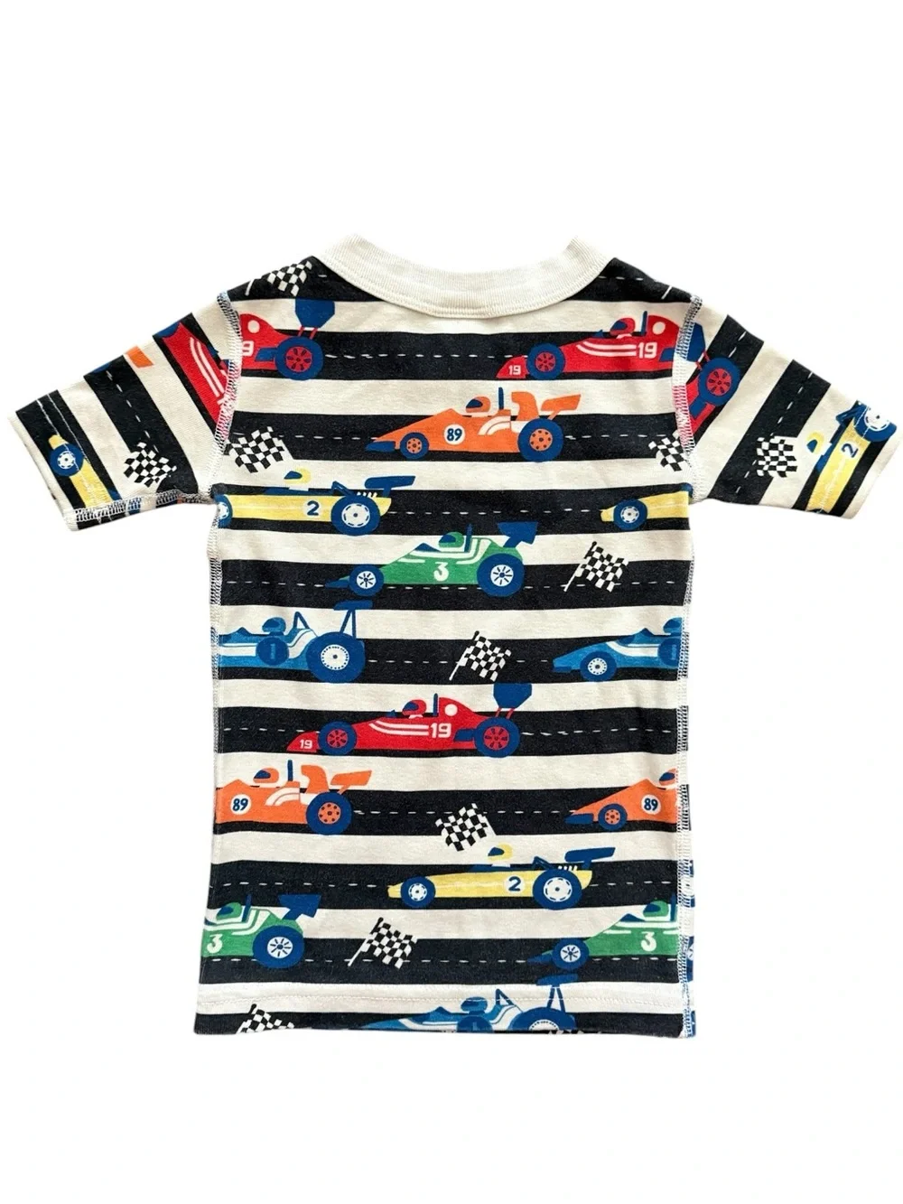 Hanna Andersson Stripe Pajama Top with Colorful Race Cars